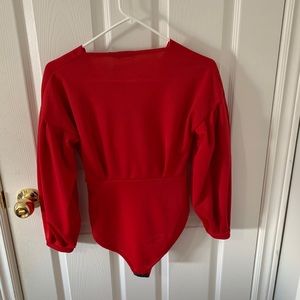 Boohoo red bodysuit.